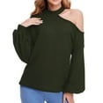 thumbnail image 2 of ICHUANYI liquidación mujer Casual manga larga suelta sólido cuello redondo medio y largo Tops sudaderas mujer blusa ICHUANYI WER202308230341, 2 of 6