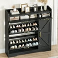 thumbnail image 6 of HOOBRO Shoe Cabinet, Floorstanding Tipping Bucket Shoe Cabinet, Entryway Shoe Organizer with Drop-Down Drawers, Shoe Storage Rack with Adjustable Side Cabinet, for Entryway, Black BK106SC01G1, 6 of 12