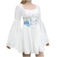 thumbnail image 2 of FcBaudy Robe de Cour, Robes pour Femmes, Robes d'Été pour Femmes Mode Femmes Décontractée Patchwork Épaule Taille Haute Manches Longues Mi-Mollet Robe Robe de Cour, 2 of 7