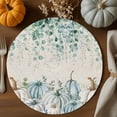thumbnail image 2 of Fall Round Placemats Set of 4 Teal White Pumpkin Place Mats Thanksgiving Woven Placemat Floral Sage Green Eucalyptus Leaves Linen Circle Braided Table Mat for Kitchen Dining Table Party 15 Inch, 2 of 9