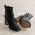 thumbnail image 2 of BURUDANI Women's Suede Buckle Strap Block Heel Ankle Boots, 2 of 5