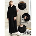 thumbnail image 3 of AMITOFO Long Hooded Robes for Women Soft Warm Fleece Zipper Bathrobe with Pockets and Jacquard Pattern, 3 of 8