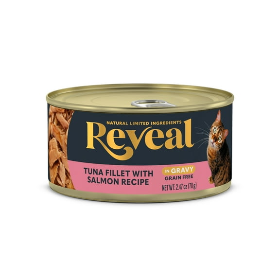 Reveal Natural Cat Food, Tuna Fillet with Salmon in Gravy, 2.47 oz