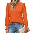 thumbnail image 6 of safuny Blouses for Women Casual Long Sleeve Crewneck Shirts Fashion Clothing Puff Long Sleeve Tunic Tops Orange _e L, 6 of 6