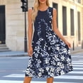 thumbnail image 1 of Mceream Robes d'Été pour Femmes 2026 Vacances Légères Décontractées Sans Manches Bohème à Imprimé Floral Plissées Fluides Robe Soleil avec Poches Plage Printemps Robe Grande Taille Marine TTG, 1 of 7