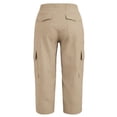 thumbnail image 5 of TEAJOPSUU Womens Cargo Capri Pants Straight Leg Drawstring Elastic Waist Trousers with Side Pockets Casual Athletic Wear Beige, 5 of 6