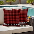 thumbnail image 4 of Red Black Plaid Outdoor Waterproof Pillow Covers, Country Vintage Bear Buffalo Gingham Decorative Square Throw Pillowcase Sofa Cushion Sham for Patio/Couch/Chair, 16"x16" 2 Pack, 4 of 8