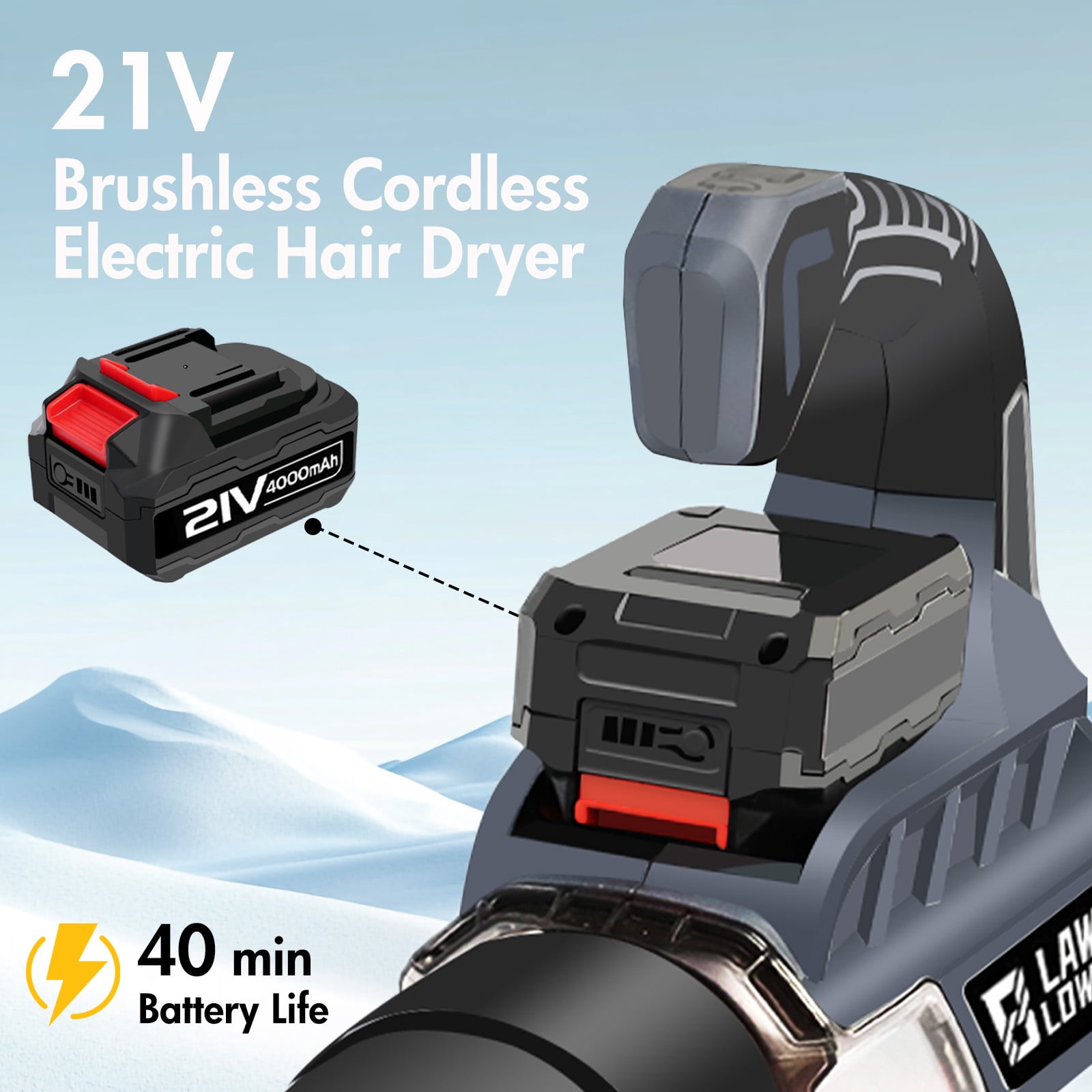 Conhome 21V Brushless Cordless Electric Blowe,180MPH 650 CFM Handheld Leaf Blower, 2 x 4.0Ah 21V Batteries and Fast Charger, for Fall Leaf, Lawn/Garden Care, Snow, Debris, Dust