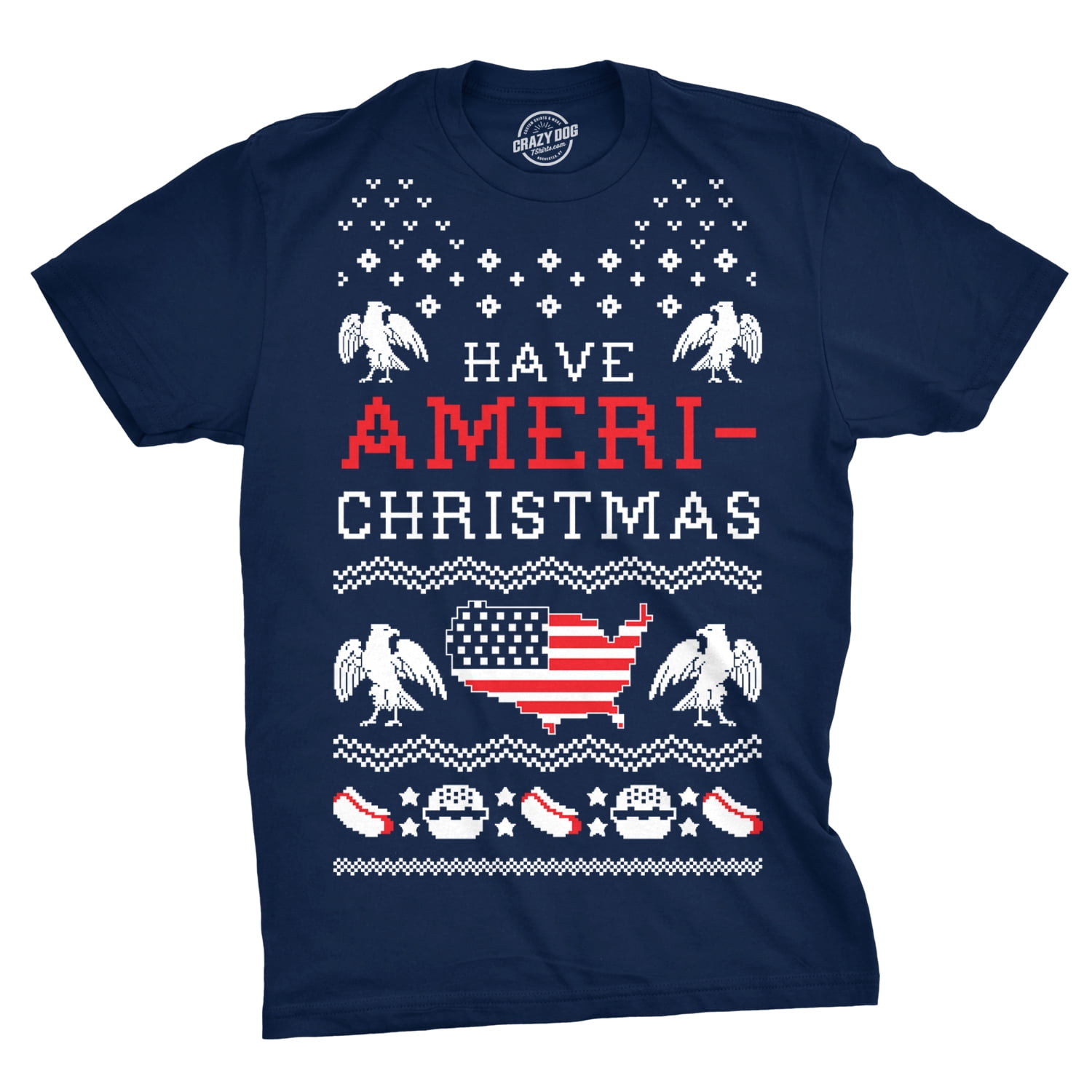 Mens Have Ameri-Christmas TShirt Funny USA Patriotic Tee (Navy) - M Graphic  Tees 