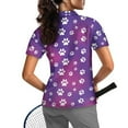 thumbnail image 2 of COEQINE 1/4 Zip Golf Shirts for Women Moisture Wicking Short Sleeve Soft Golf Tops Paw Print Purple Print Workout Lightweight Polo Shirts Pullover Quick Dry Fit Athletic Tops, XS, 2 of 7