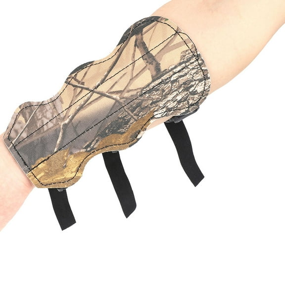 Camo Archery Arm Guard with PU Leather & Leaf Pattern Fabric – Durable Protective Bracer for Hunting and Target Shootin