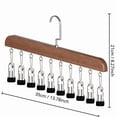 thumbnail image 3 of Wooden Pants Hanger 10 Clips Space-Saving Closet Organizer for Skirts, Jeans, Bras, Scarves Solid Natural Wood & Rustproof Metal Non-Slip Rubber Grips, 360° Swivel Hook, Slim Profile, 3 of 3