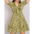 thumbnail image 6 of Women's Leopard Print Tie Front Short Sleeve Mini Dress 100% Polyester Lightweight Fabric for Everyday Wear Comfort, 6 of 11