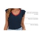 thumbnail image 4 of Camisa de Mujer PRETTYGARDEN Cuello en V con Volantes Azul Marino Talle M, 4 of 9