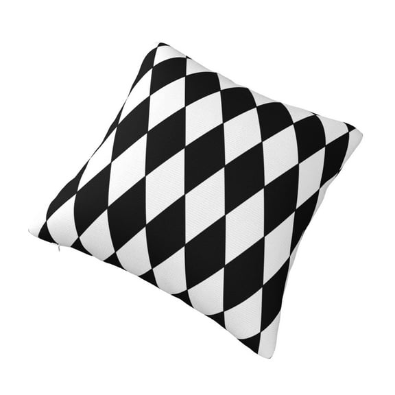 Living Room Sofa Pillow Cover Harlequin Pattern Black And White Digital Printed Square Cushion Cover 12"x12"
