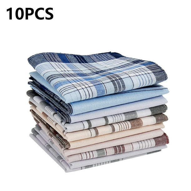 ODOMY ODOMY 10Pcs Mens Handkerchiefs Random Set Cotton Square Hanky
