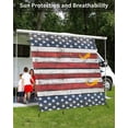 thumbnail image 3 of 4th of July RV Awning Sun Shade Screen 9'X7' Patriotic Stars Stripes Mesh Sunscreen Red Wood Grain Awning Shade Screen with Zipper UV Blocker Completed Kits Outdoor Canopy for RV Motorhome Camper, 3 of 7