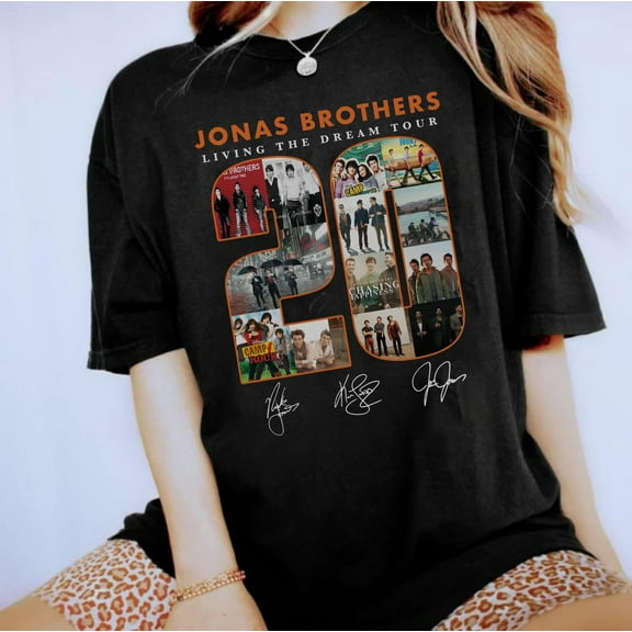Comfort Colors Vintage Albums 20th Anniversary Of Jonas T-Shirt, Living The Dream Tour 2025 Shirt, Merchandise Tee