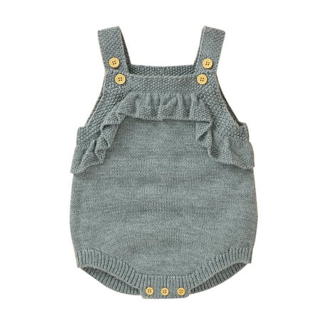 

Honeeladyy Winter Coats Newborn Baby Girls Boys Winter Knit Outwear Vest Ruffle Sweater Romper Bodysuit Gray Discount