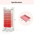thumbnail image 3 of Costway 10 Drawer Rolling Storage Cart Scrapbook Paper Office School Organizer Gradient Pink, 3 of 9