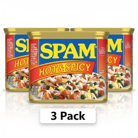SPAM Hot & Spicy, 12 oz Aluminum Can, 7g Protein (3-Pack)