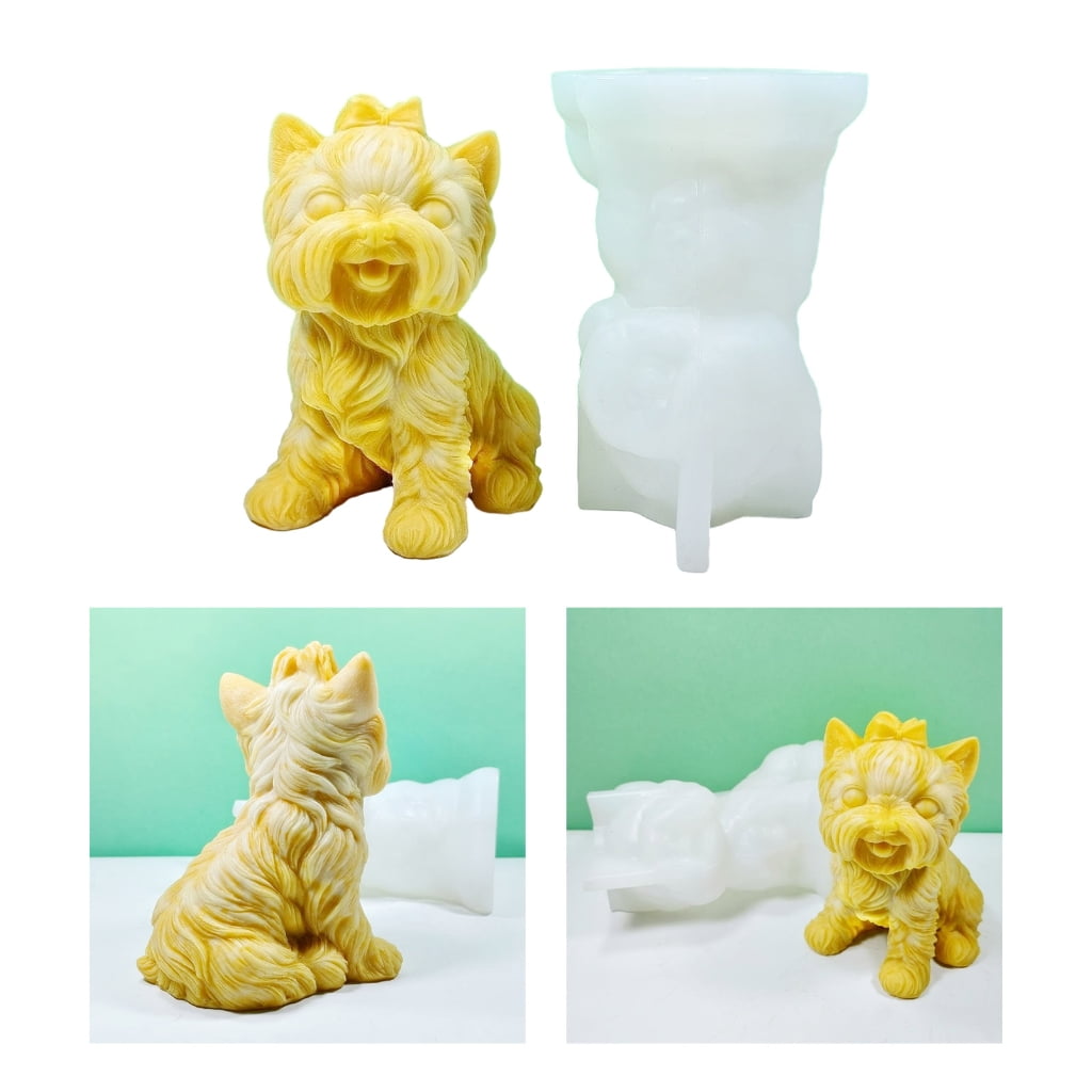 WINDLAND Little Dog Decoration Candle Silicone Mold Epoxy Sitting Dog Candle Silicone Mold DIY Ornament Jewelry Making Tool