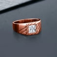 thumbnail image 3 of Gem Stone King 1.25 Ct Princess White Zirconia 18K Rose Gold Plated Silver Men's Ring (Size 13), 3 of 3