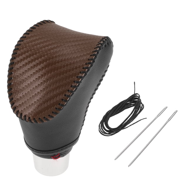 Cubierta de pomo de cambio de marcha antideslizante Unique Bargains para Kia Soul en negro y marrón de cuero sintético