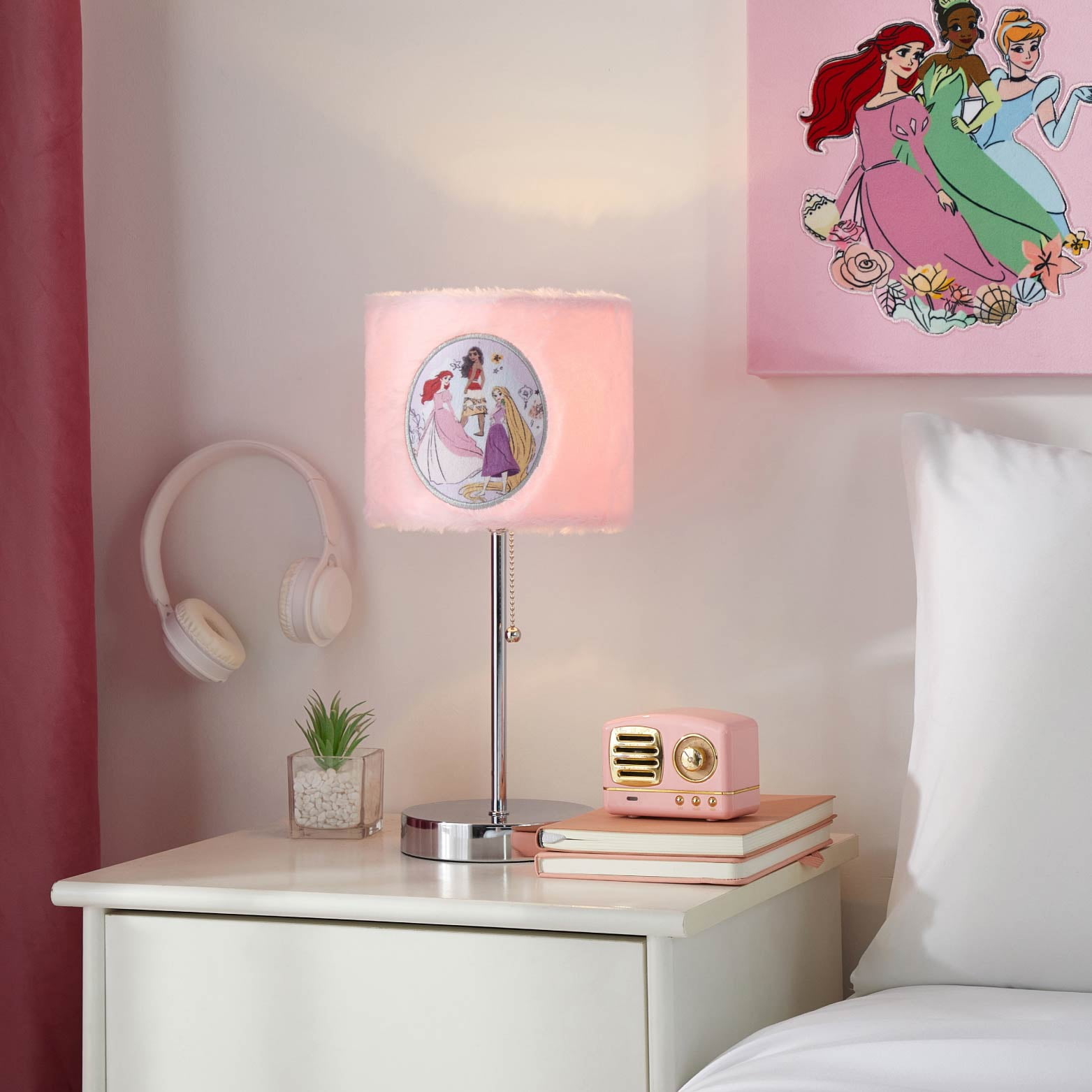Disney Princess Plush Shade Stick Lamp for Kids, 15" H x 7" W