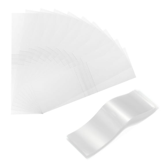 Uxcell 100Pcs Clear Perforated Shrink Band, 118x40mm Heat Shrink Wrap for Bottles and Jars Fits Cap Diameter 70-74mm, Jars Seal for Dropper Test Tube Bottles