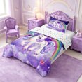 thumbnail image 2 of Manfei Cartoon Unicorn Twin Comforter Sets 2pcs,Cute Stars Rainbow Bedding Set,1 Comforter and 1 Pillowcase,Reversible, 2 of 6