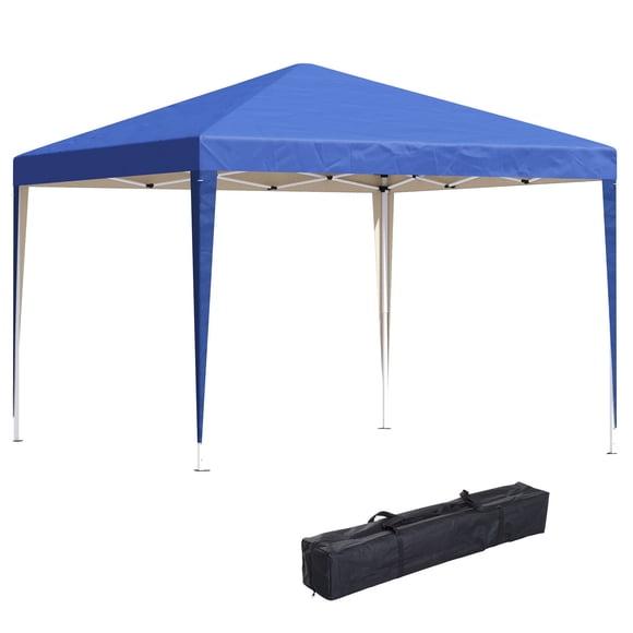 Tente à Auvent Escamotable Bleue 10x10 Pi - Pavillon Portable pour Événements Extérieurs, Marchés et Camping - Cadre en Acier Résistant aux UV et à l'Eau