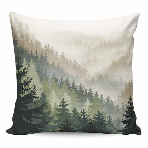 Mountains Pillow Covers 24x24 Inch Decorative Throw Pillow Cover, Watercolor Forest Nature Pine Trees Landscape Sofa Pillowcases Accent Cushion Case Home Decor Bedroom Living Room