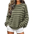 thumbnail image 5 of MYAOYI Womens Oversized Striped Sweater Crew Neck Drop Shoulder Knit, 5 of 8