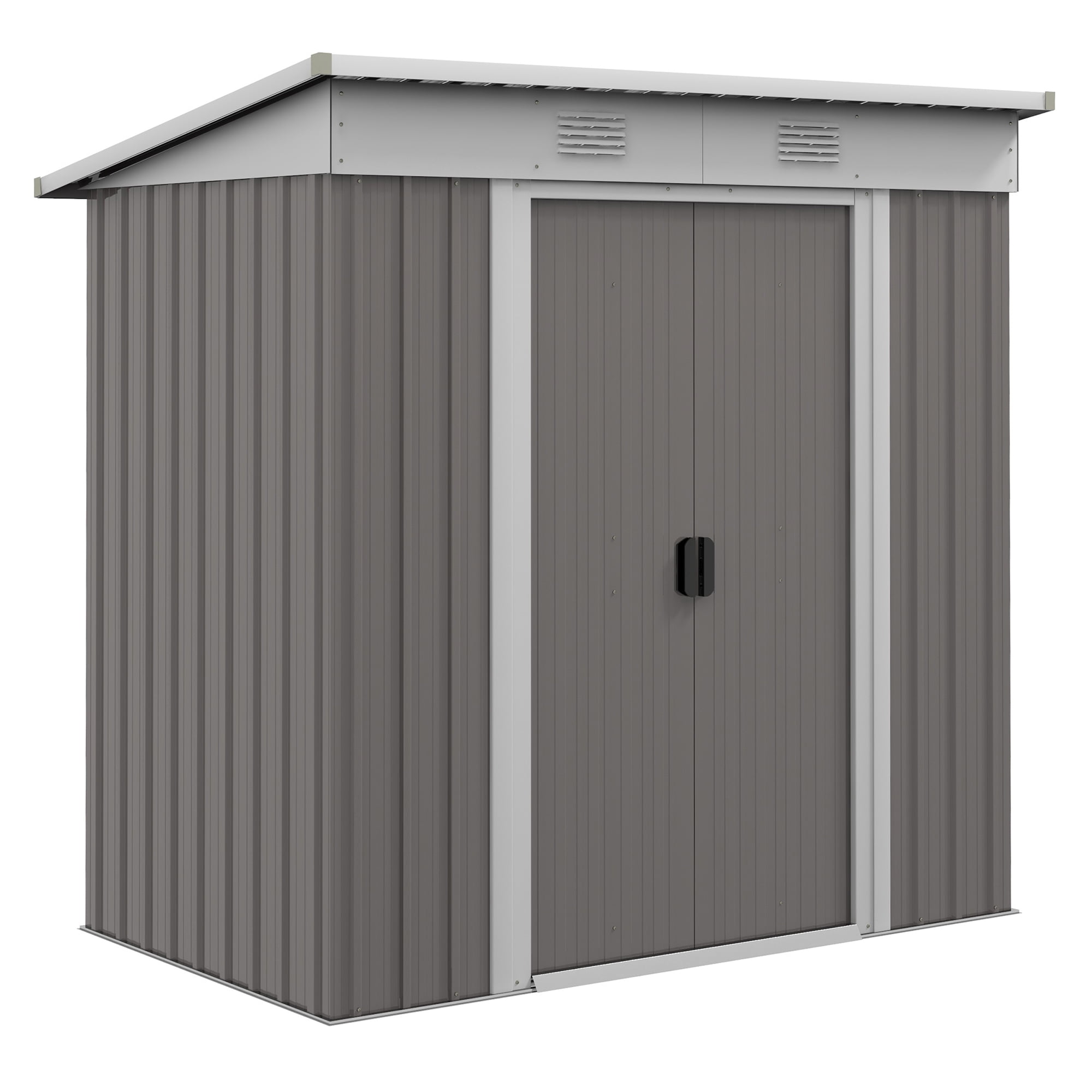 Outsunny Weather Resistant Steel Metal Outdoor Garden Storage Shed with Vents 6 x 4, Gray
