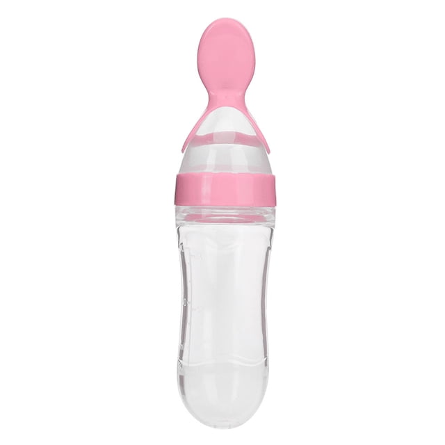 Biberón, biberón de silicona de 90ml para bebé, cuchara para bebé, biberón de alimentación probado y confiable