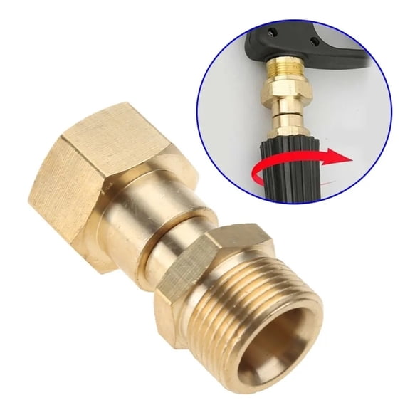 Pressure Washer Adapter - Brass M22 Male Female Connector, 360° Swivel Anti-Kink Fitting for Car Wash Garden Hose (Gold)