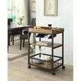thumbnail image 2 of Riverbay Furniture Wood Rolling Bar Cart with Wine and Glass Rack in Black, 2 of 8
