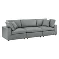 thumbnail image 2 of Modway Commix Down Filled Overstuffed Vegan Leather 3-Seater Sofa in Gray, 2 of 10