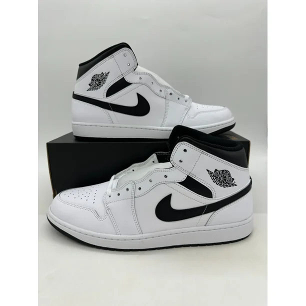 A i r-Jor-dan 1 Mid Men's Size 13 White Black leather nby Athletic Shoes DQ8426 132