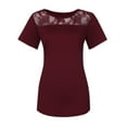 thumbnail image 3 of WHLBF Womens Plus Size Tops Clearance Lace Solid Splicing Short Sleeve T-Shirt Blouse, 3 of 6