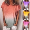 thumbnail image 5 of Flmtop Plus Size Women's Gradient T-shirt Casual Summer Round Neck T-shirt, 5 of 6