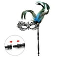 thumbnail image 6 of Women Masquerade Mask with Stick, Handheld Carnival Halloween Mardi Gras Mask,Venetian Party Metal Rhinestone Mask, 6 of 7