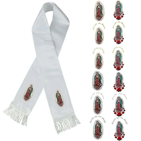 

Color Lady of Guadalupe Embroidery Christening Stole Scarf Sash New Born 7 yrs