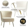 thumbnail image 6 of Velvet Accent Chair Set of 2,Upholstered Adult Side Chairs Gold Metal Leg Home Bedroom Tan, 6 of 12