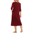 thumbnail image 2 of Defitshape Women's Short Sleeve Long Robe Solid Summer Full Zipper Bathrobe Knee Length V Neck House Coat Comfy Soft Midi Zip Up Nursing Maternity Duster Robe w/ Pockets Red 14, 2 of 4