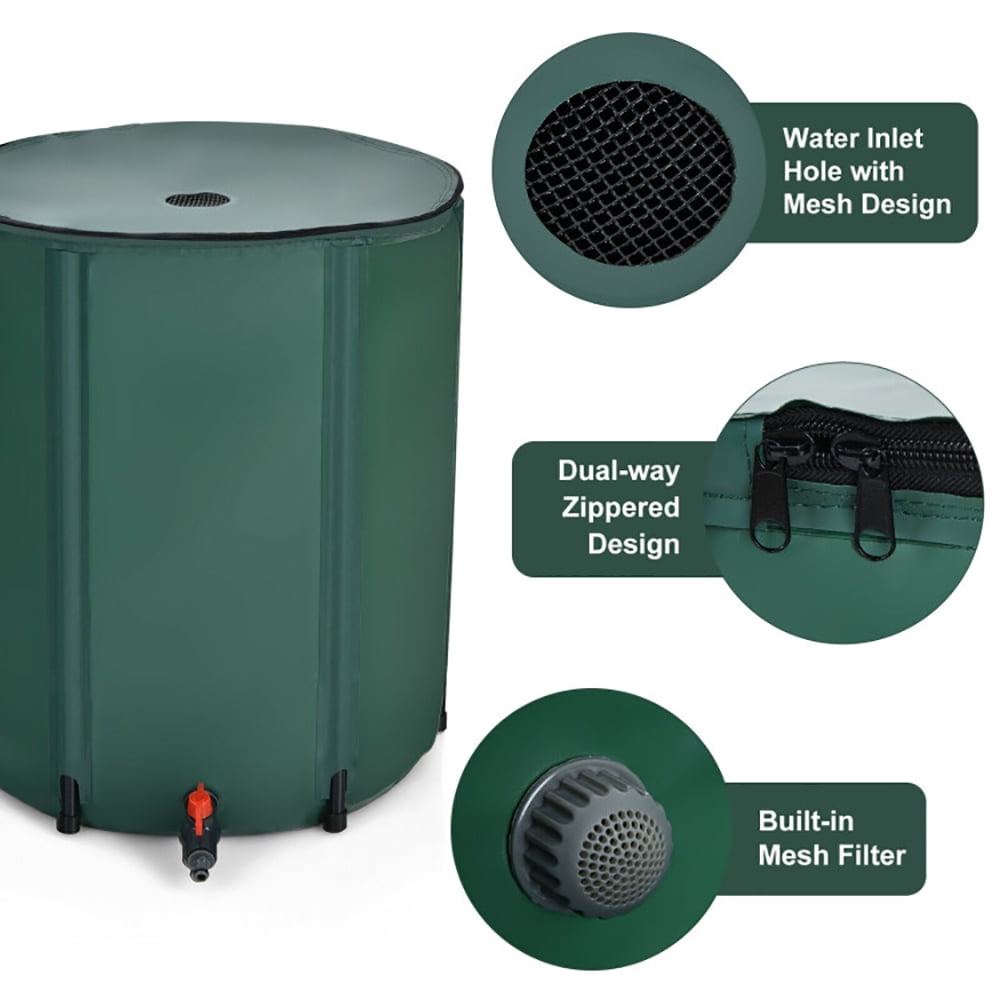Resenkos 60 Gallon Portable Collapsible Rain Barrel Water Collector