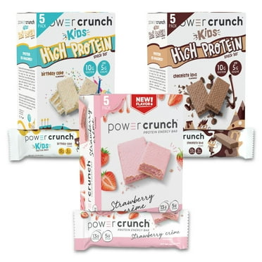 Power Crunch Protein Wafer TSF6 Bars and Power Crunch KIDS Protein Bars, Variety Pack, (15 Count) High Protein Snacks with Delicious Taste