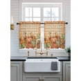 thumbnail image 2 of Orange Plaid Pumpkins Fall Thanksgiving Tier Curtains 24 Inch Length,Sheer Curtains for Bedroom Living Room Window Maple Leaf Rustic Kitchen Curtains Small Half Window Drapes 27.5"x24" 2 Panels, 2 of 7