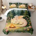 thumbnail image 2 of Homewish Kawaii Flowers Dino Twin Quilt Set,Cartoon Wildlife Twin Coverlet Set,Green,2pcs, 2 of 7
